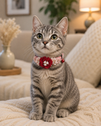 Red Pearl Floral Pet Collar